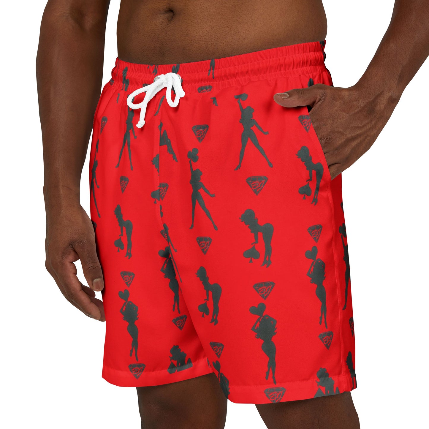 Nothing feels better than BJ Red & Black  Swim Shorts - Fun Summer Vibes with Playful Designs (MTO)