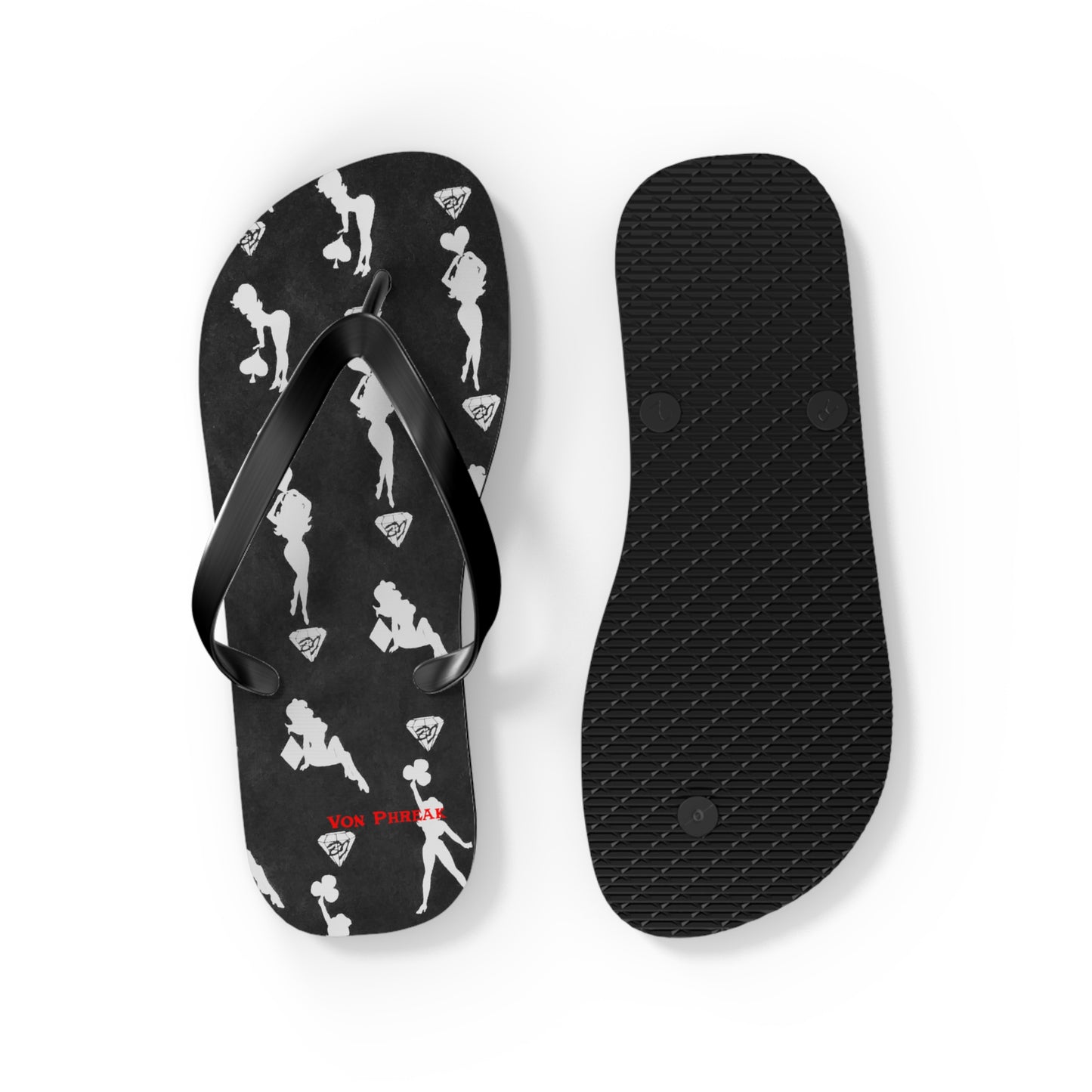 Stylish Mud-Flap Black & Silver Flip Flops - Perfect for Summer Fun & Beach Days (MTO)