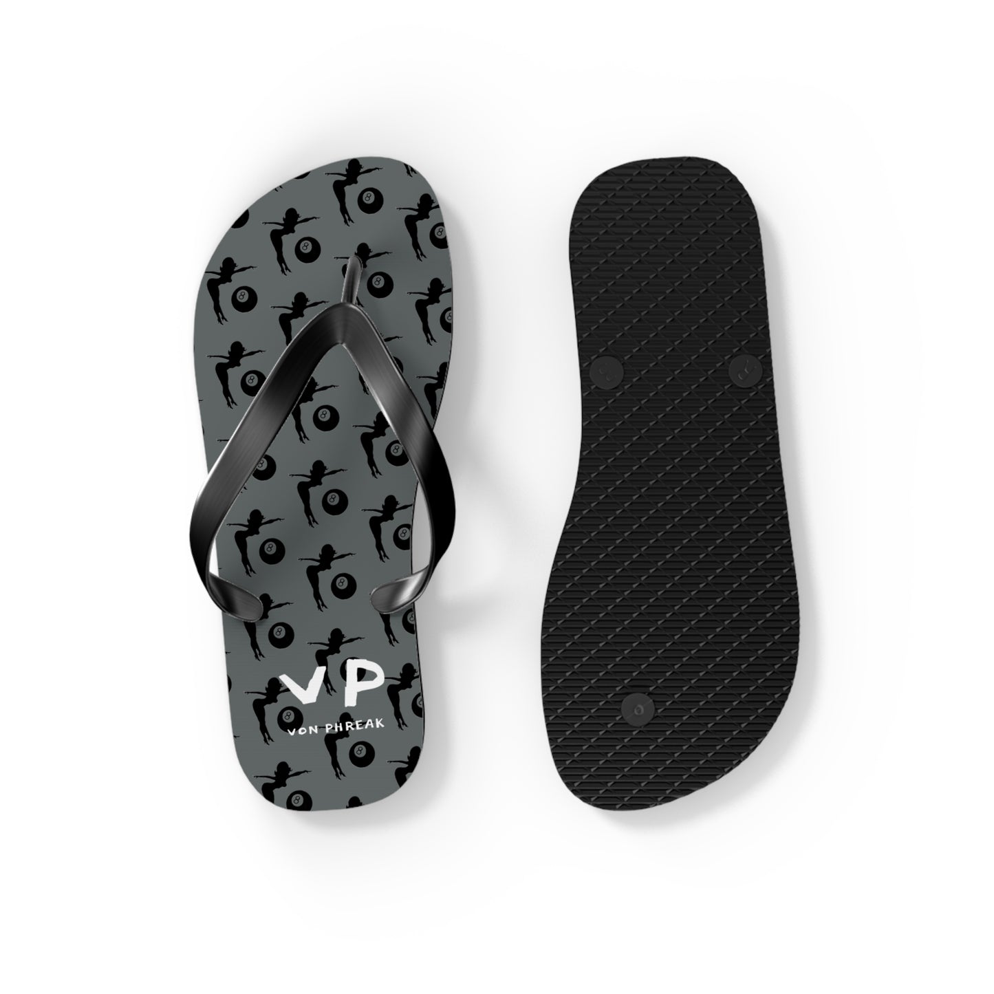Flip Flops with Mud Flap Girl Holding 8-Ball Design (MTO)