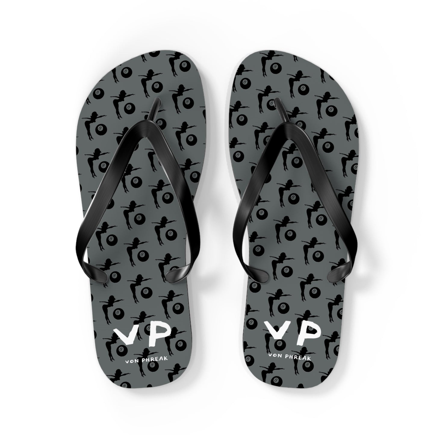 Flip Flops with Mud Flap Girl Holding 8-Ball Design (MTO)