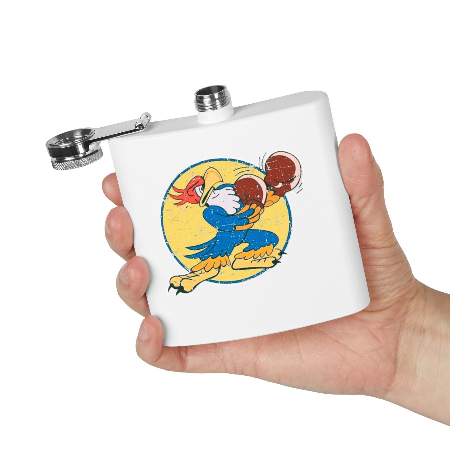 Stainless Steel Flask, 6oz - Fist Up Roster by Von Phreak