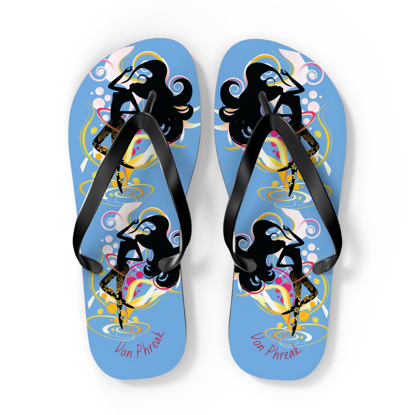Artistic Flip Flops for Summer Fun, Beachwear, Vacation Sandals, Pool Party, Gifts for Her, Colorful Footwear