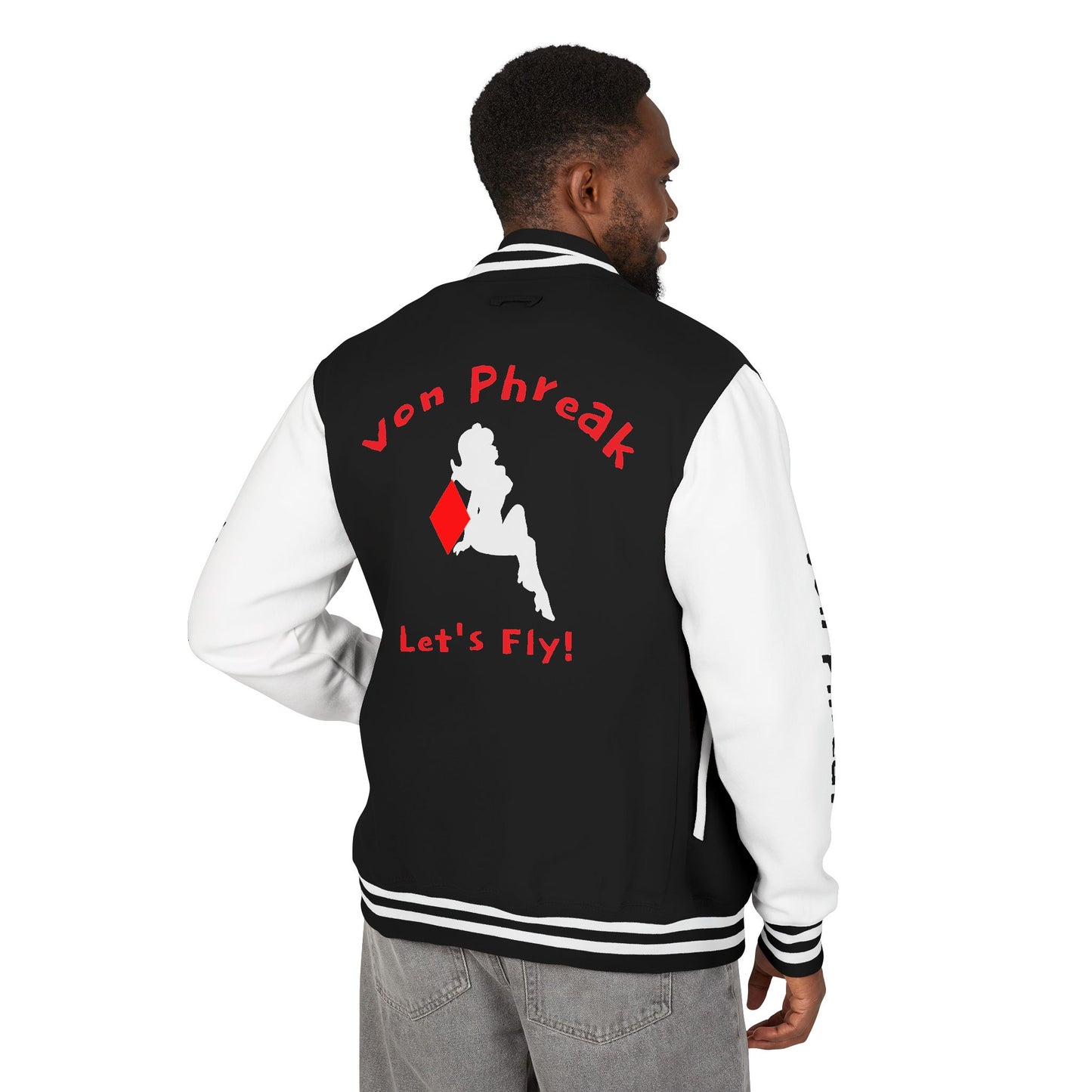 Letterman Jacket with Red Diamond & White Mud-Flap Girl Design
