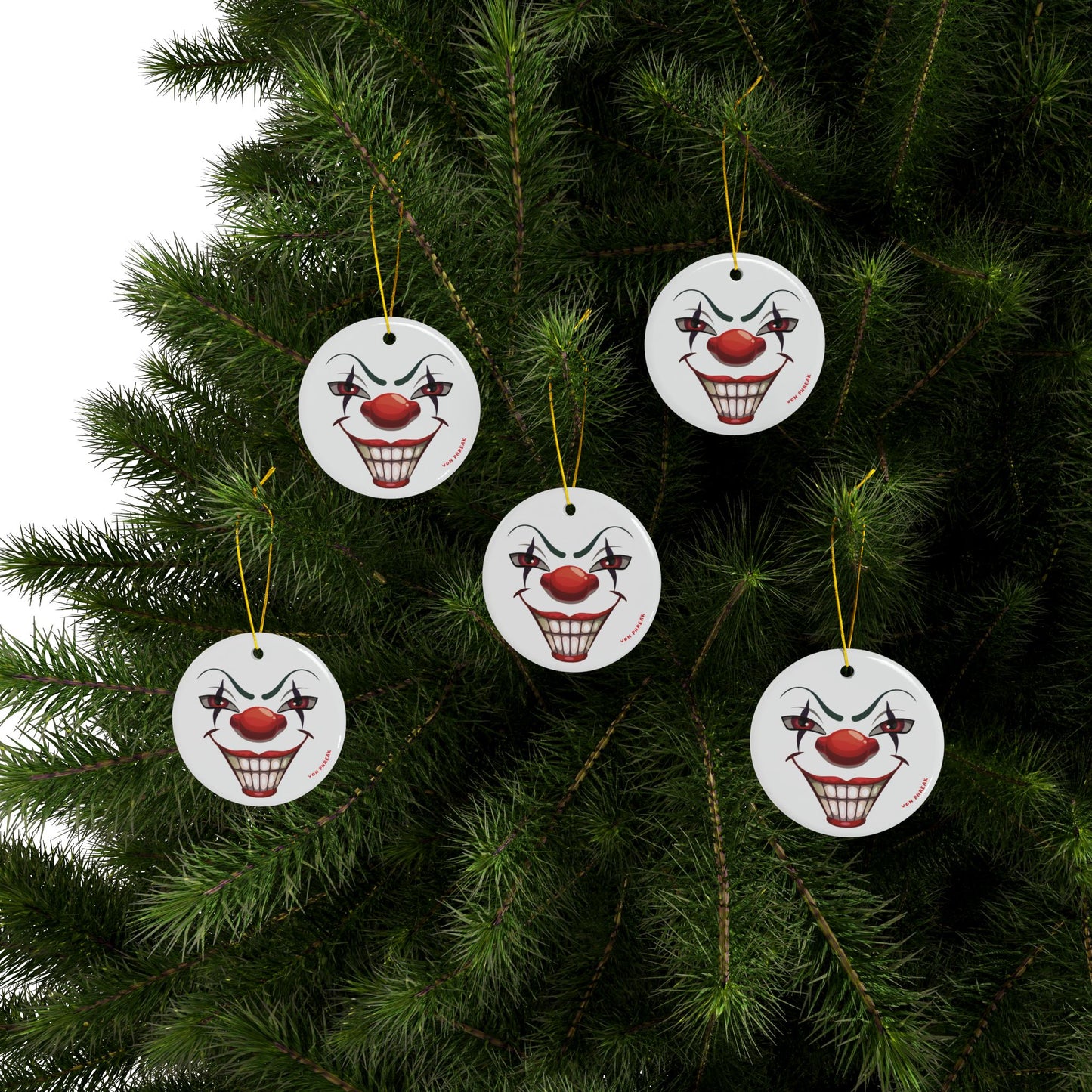 Psycho Clown Ceramic Ornaments White