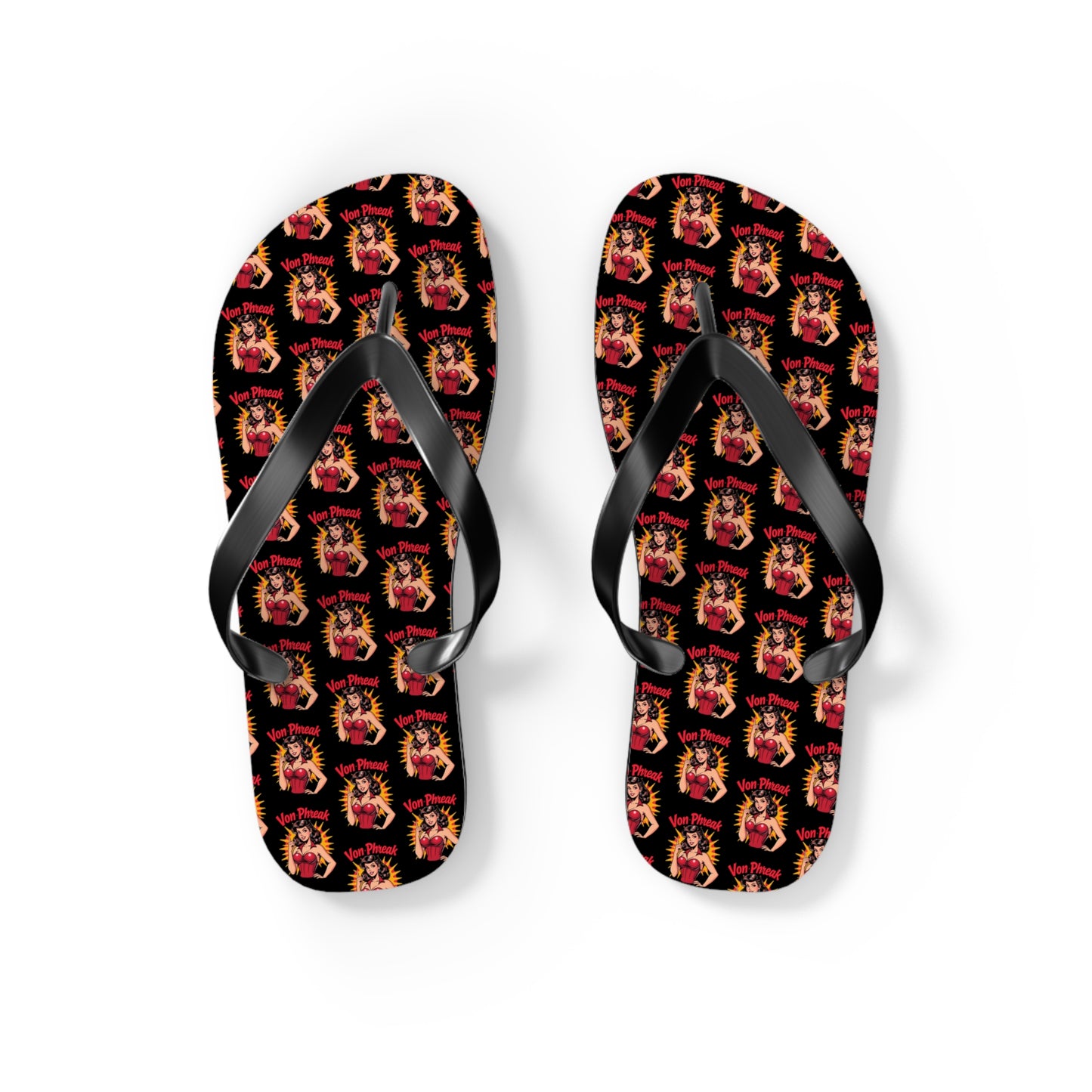Vibrant Retro Comic Design Flip Flops – Perfect for Summer Fun and Beach Days (MTO)