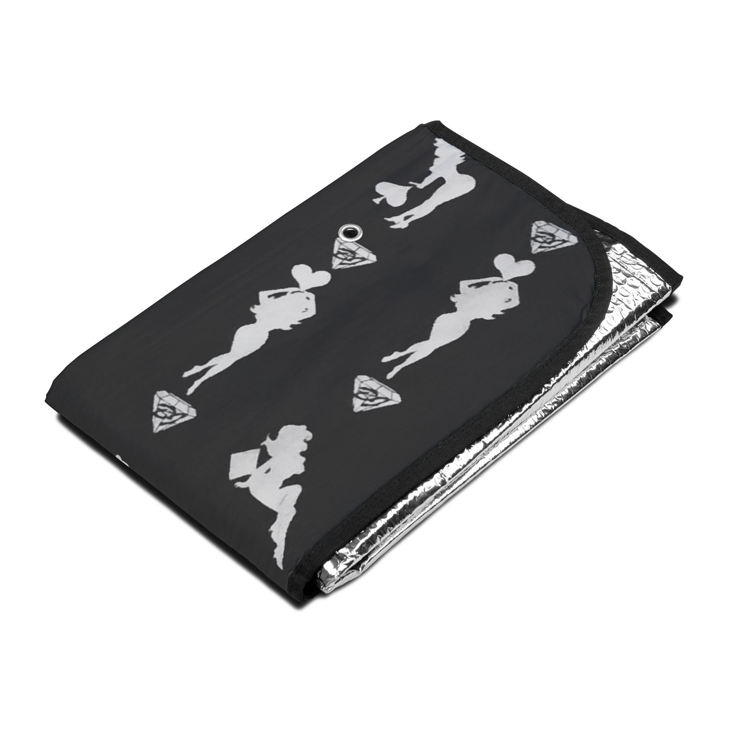 Silver & Black Car Sun Shades - Mud Flap Girls Silhouette Design - Stylish Auto Accessories by Von Phreak