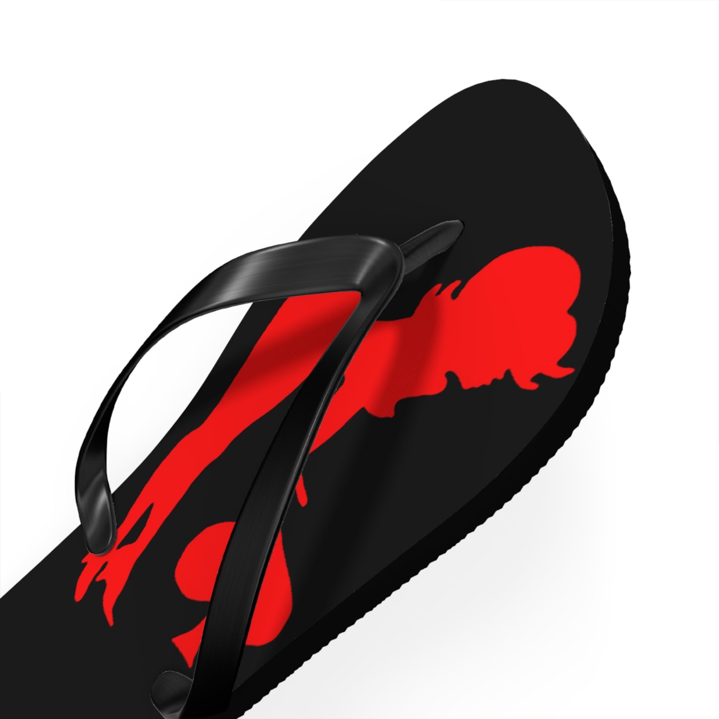 Von Phreak Rebel Flip Flops - Black with Red Silhouette of Mud-Flap Stylish Summer Footwear, Beach Essentials, Poolside Comfort, Vacation Ready, Trendy Accessories