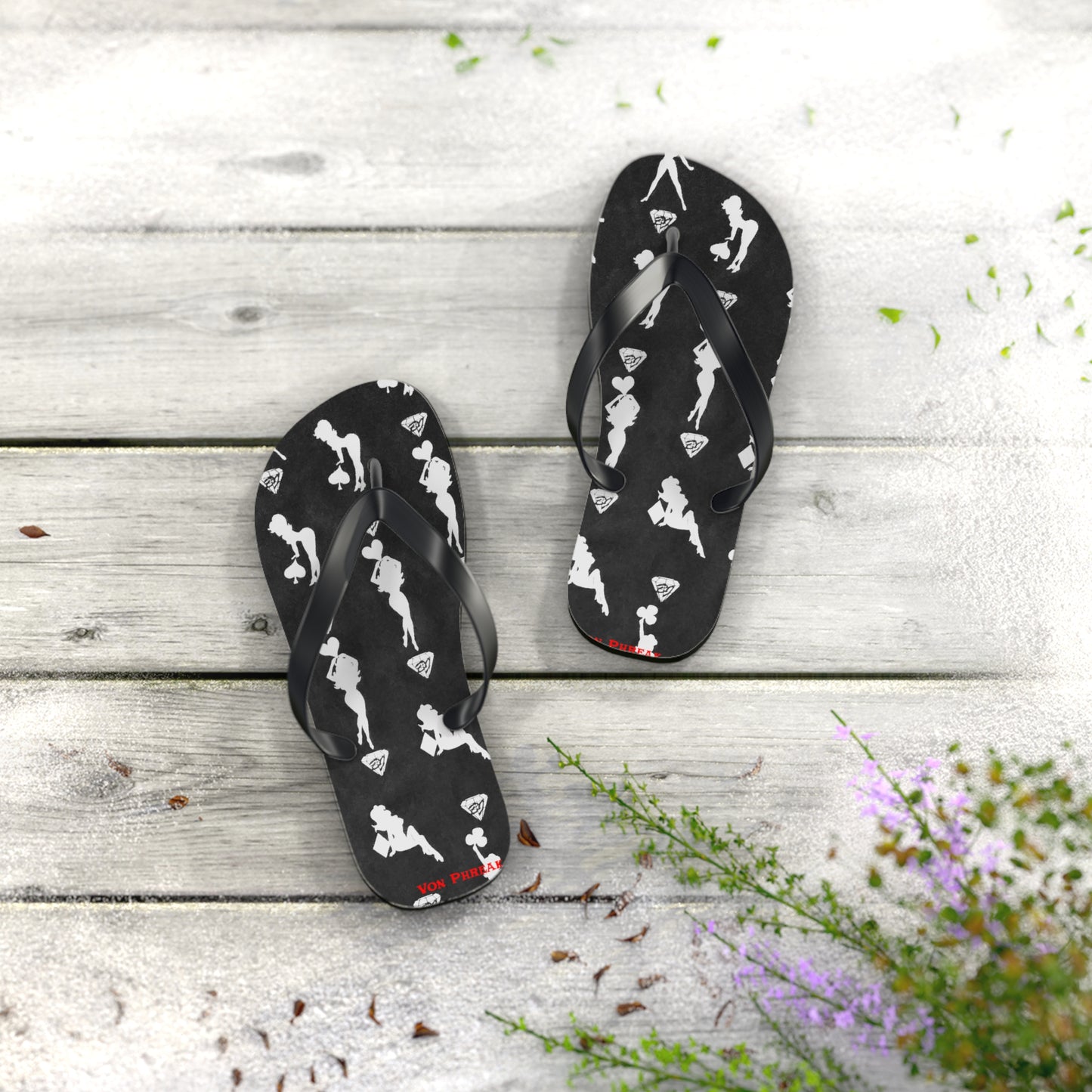 Stylish Mud-Flap Black & Silver Flip Flops - Perfect for Summer Fun & Beach Days (MTO)