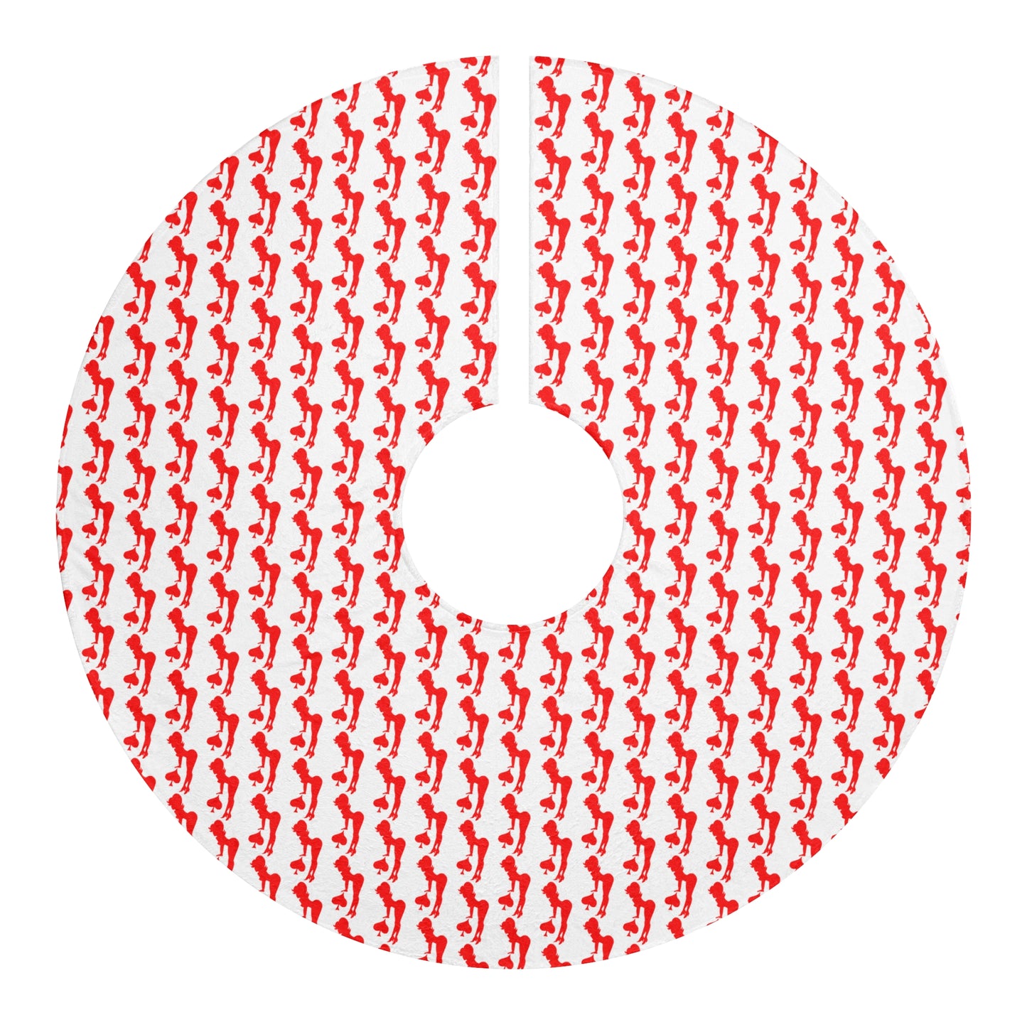 Red on White Spade Giirl Tree Skirt