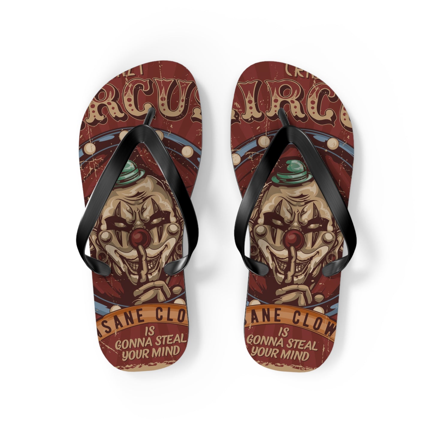 Von Phreak Crazy Circus Flip Flops - Fun Summer Footwear for Clown Lovers (MTO)