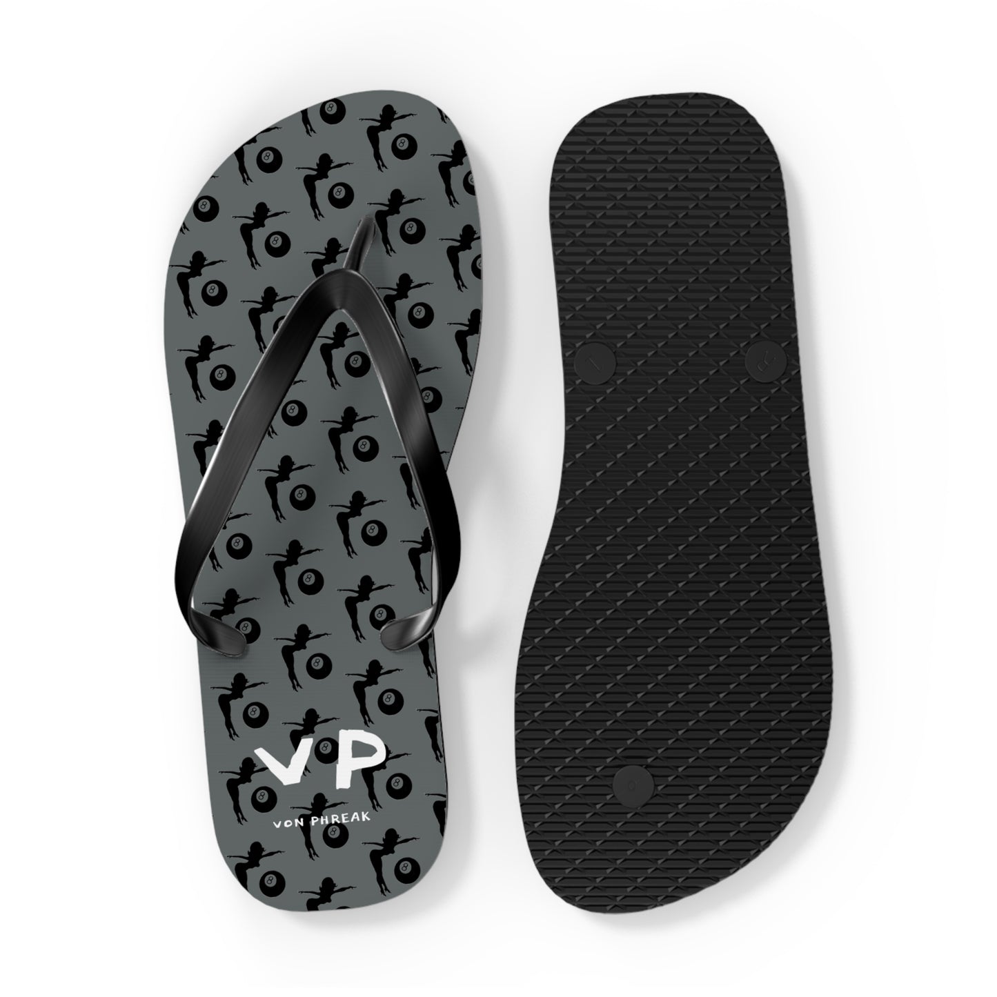 Flip Flops with Mud Flap Girl Holding 8-Ball Design (MTO)