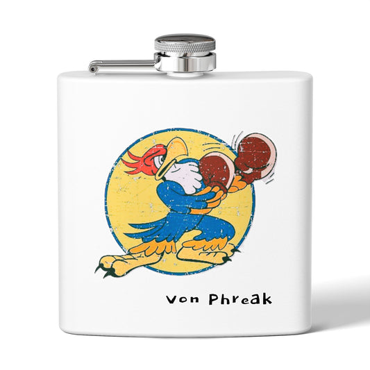 Vintage Rooster Stainless Steel Flask, 6oz - Fist Up Roster by Von Phreak
