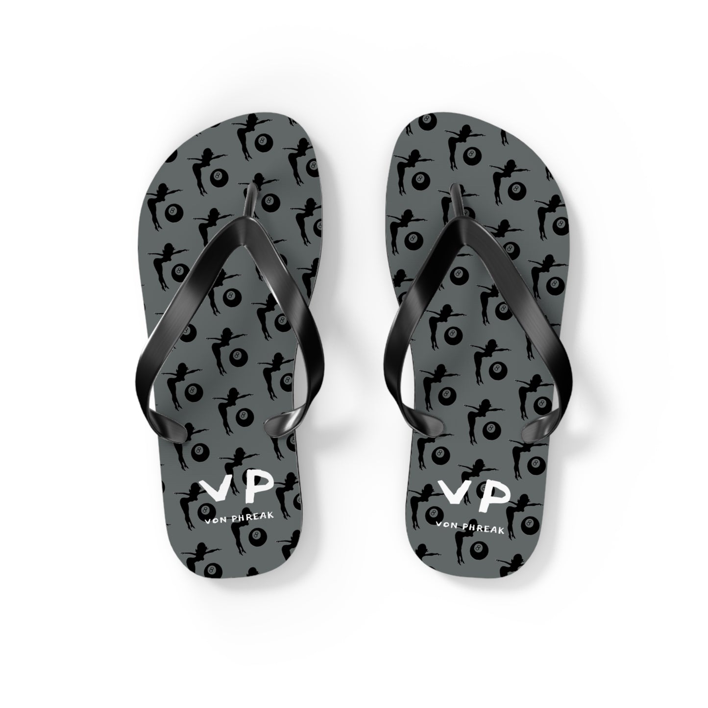 Flip Flops with Mud Flap Girl Holding 8-Ball Design (MTO)