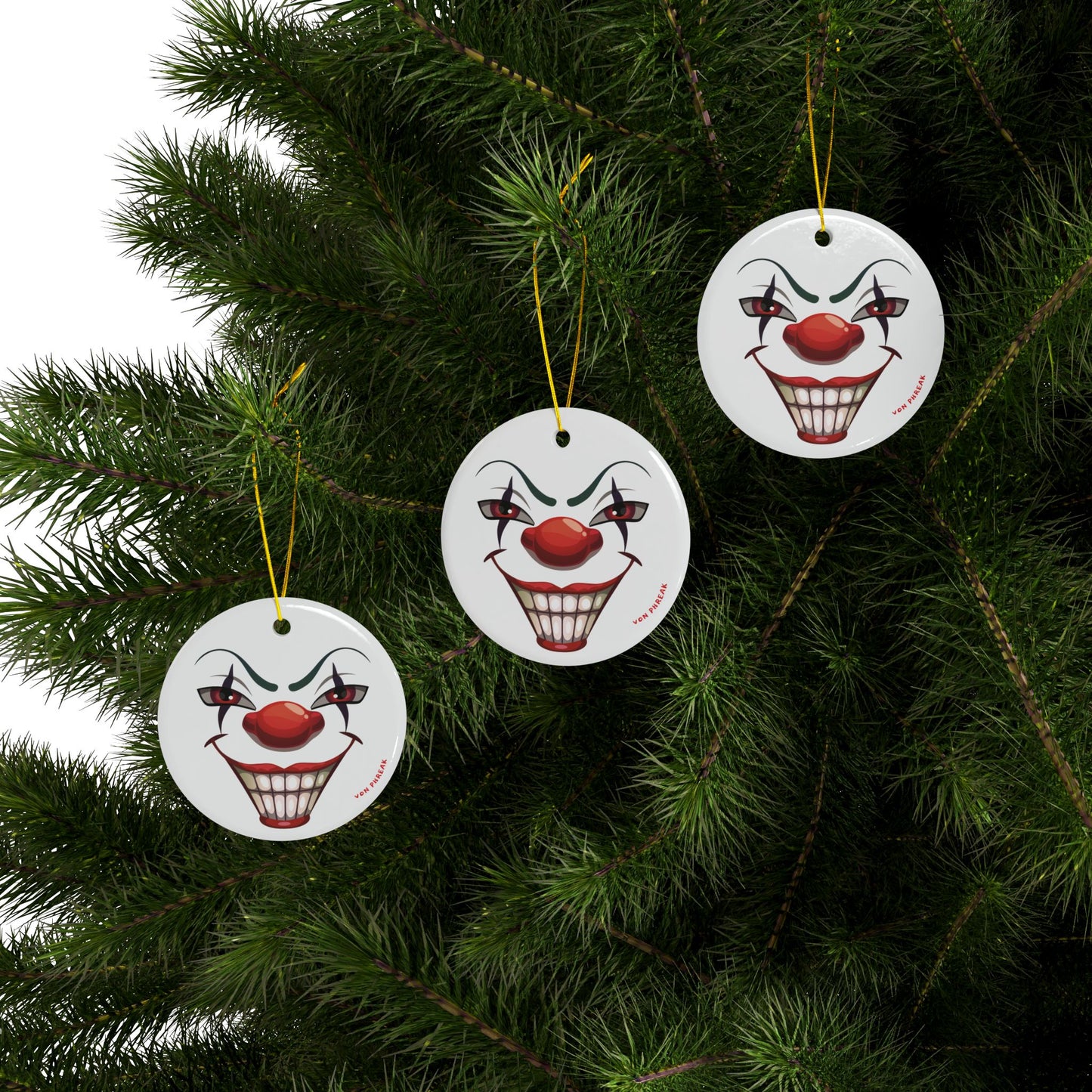 Psycho Clown Ceramic Ornaments White