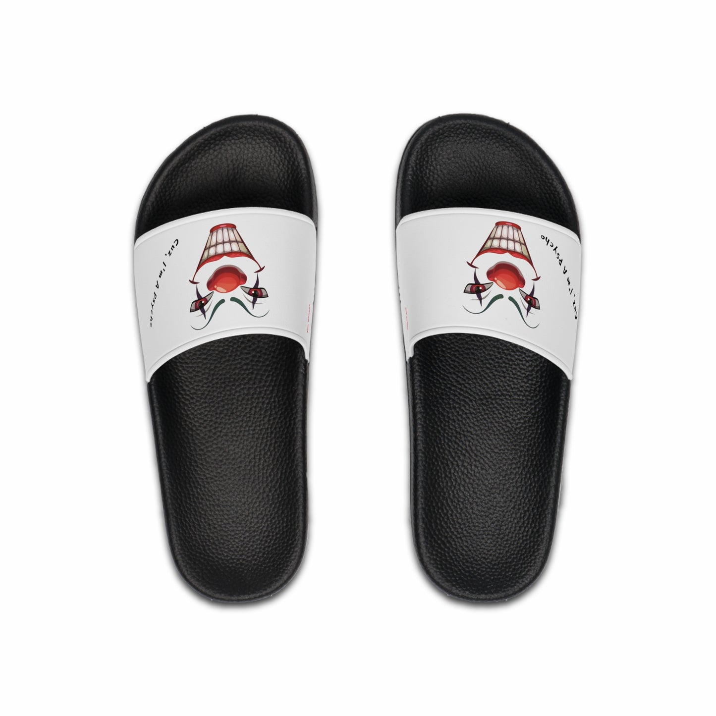 Funny Clown Men's Slide Sandals, Unique Slip-On Shoes, Summer Footwear, Beach Sandals, Gift for Him