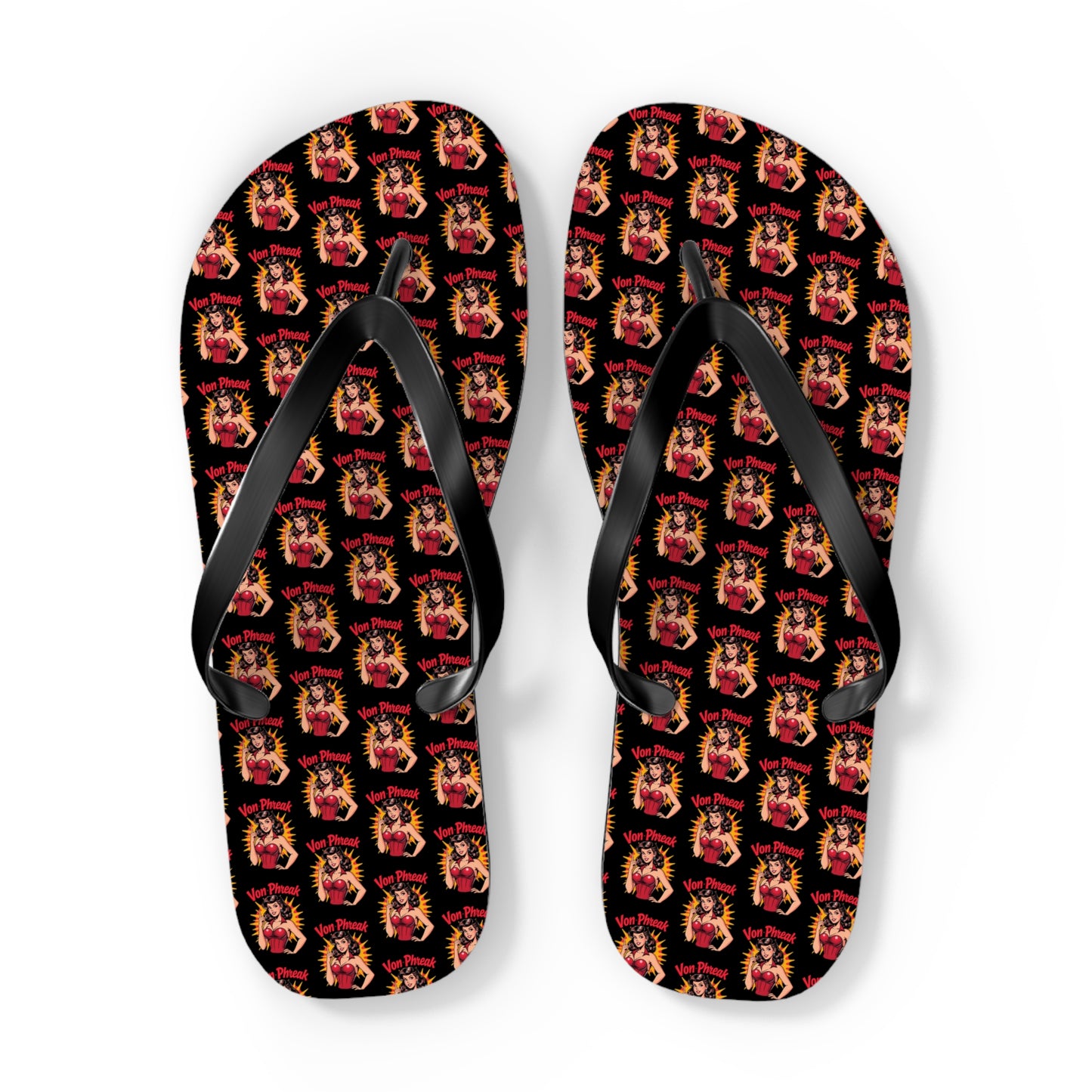 Vibrant Retro Comic Design Flip Flops – Perfect for Summer Fun and Beach Days (MTO)