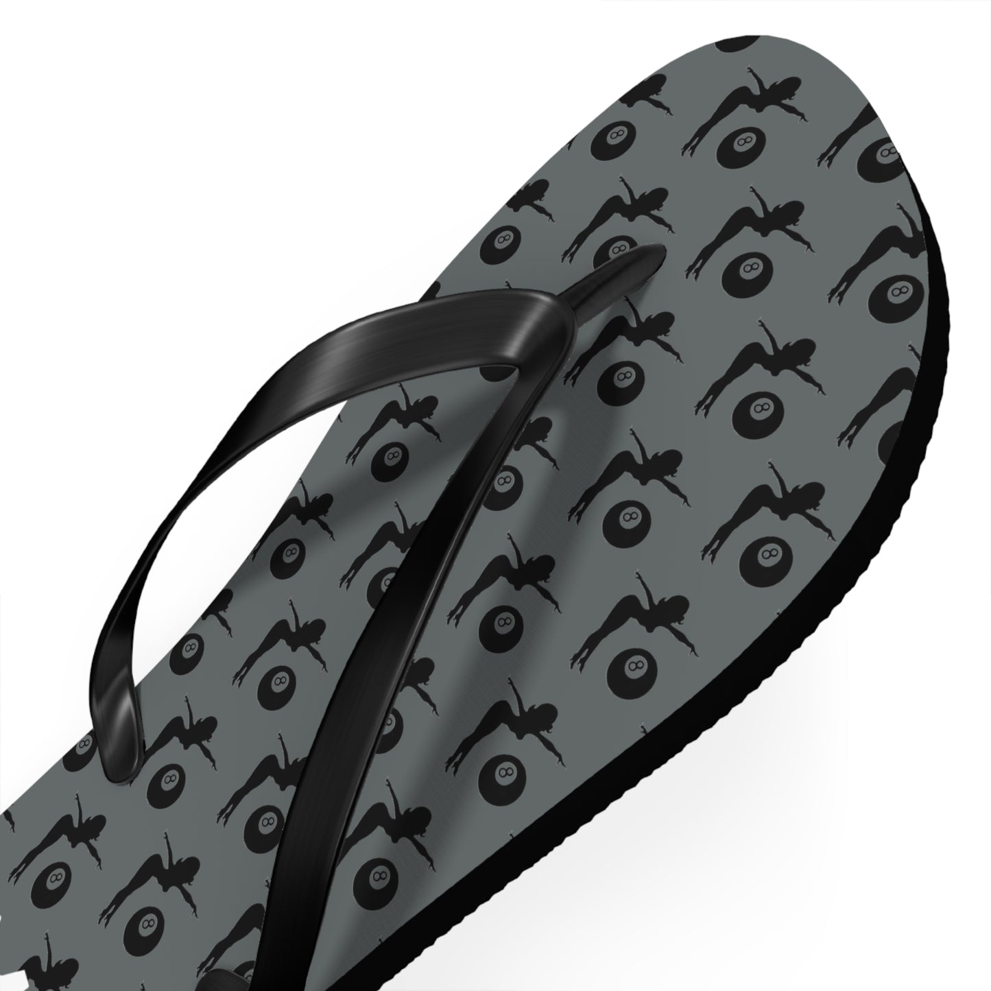 Flip Flops with Mud Flap Girl Holding 8-Ball Design (MTO)