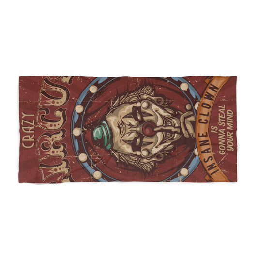 Crazy Circus Insane Clown Beach Towel | Fun Pool Towel | Summer Accessory | Unique Gift for Beach Lovers | Carnival Decor