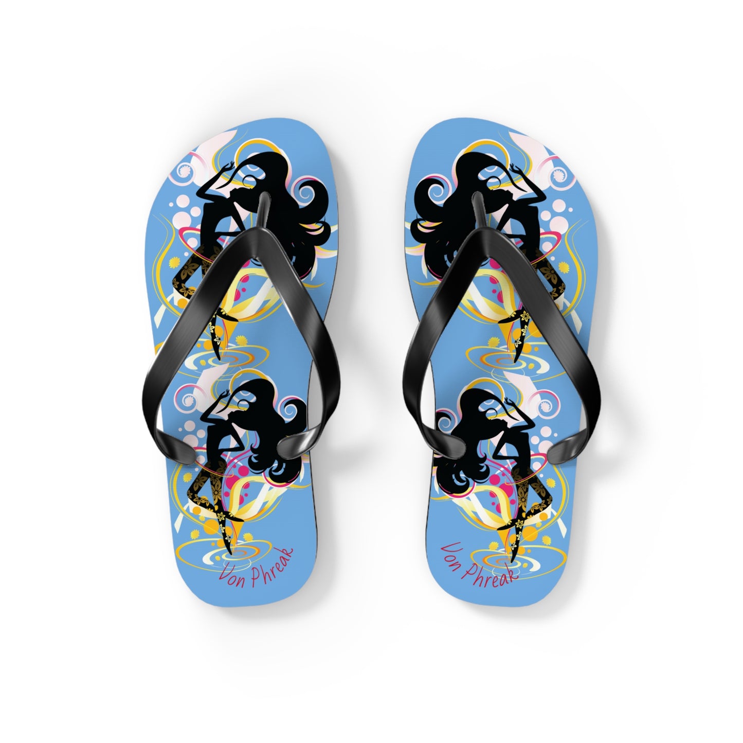 Artistic Flip Flops for Summer Fun, Beachwear, Vacation Sandals, Pool Party, Gifts for Her, Colorful Footwear