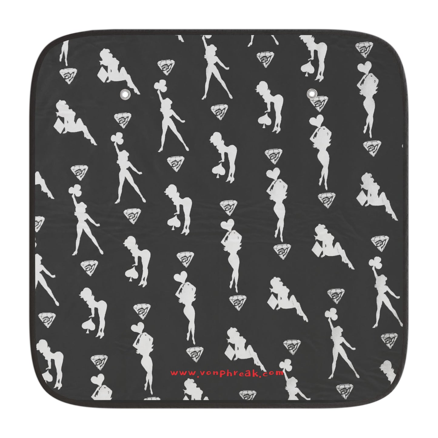 Silver & Black Car Sun Shades - Mud Flap Girls Silhouette Design - Stylish Auto Accessories by Von Phreak