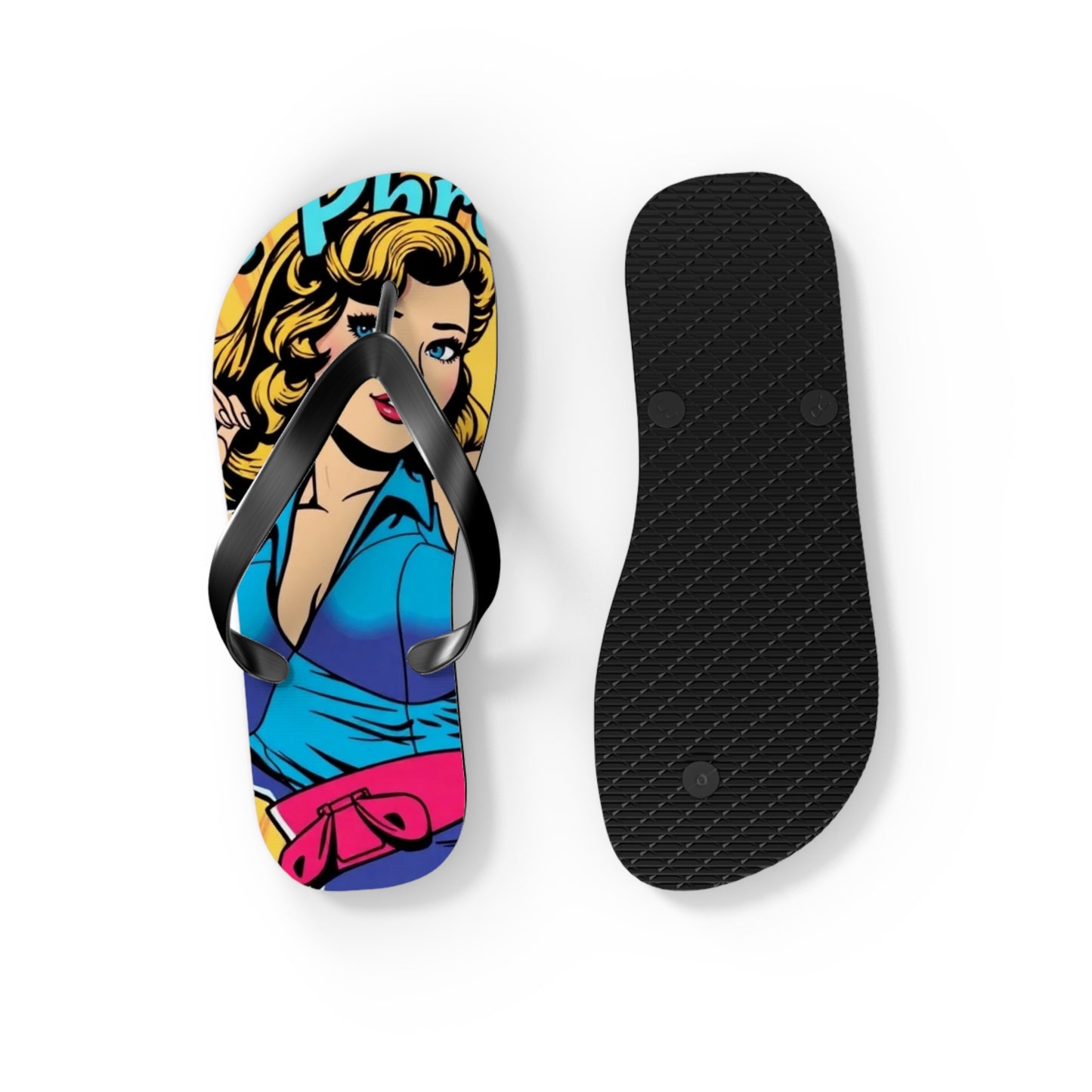 Retro Pop Art Flip Flops - Chic Beach Footwear (MTO)