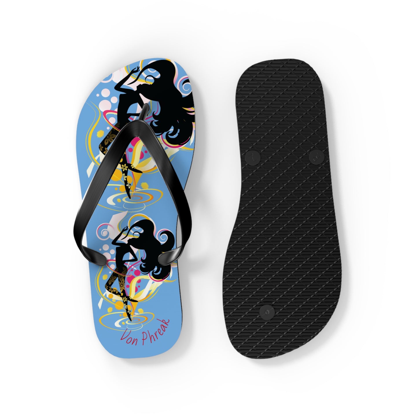 Artistic Flip Flops for Summer Fun, Beachwear, Vacation Sandals, Pool Party, Gifts for Her, Colorful Footwear