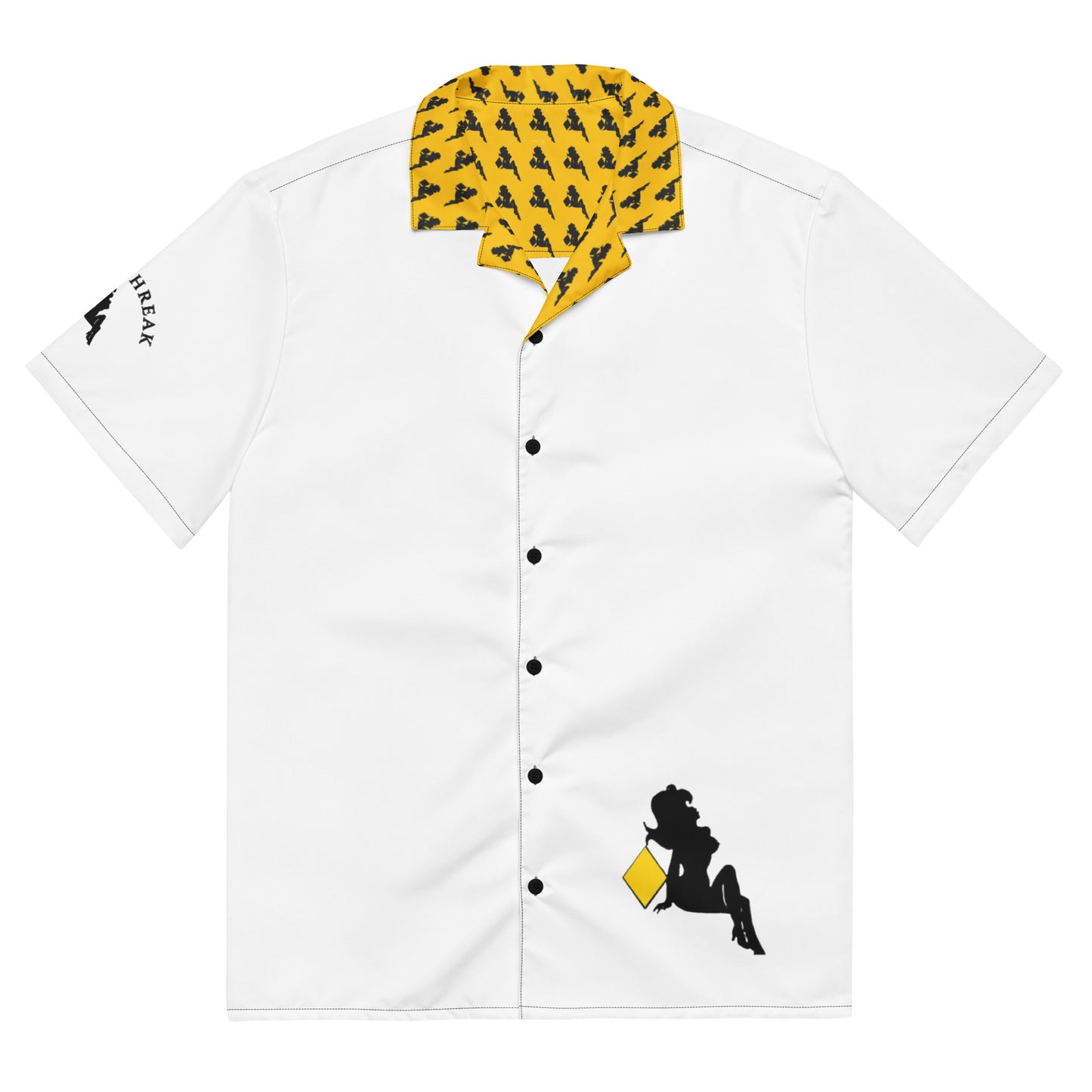 (Made to Order) Von Phreak Diamond Girl Black and Gold button shirt